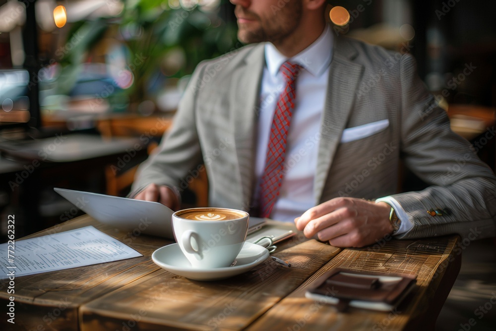 Businessman working in a coffee shop Businessman working in a coffee shop