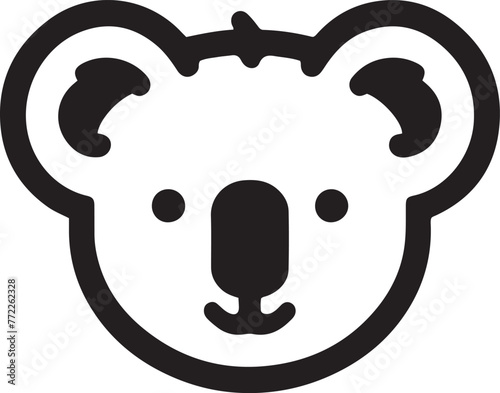 Cute koala bear head line icon vector illustration on white background.