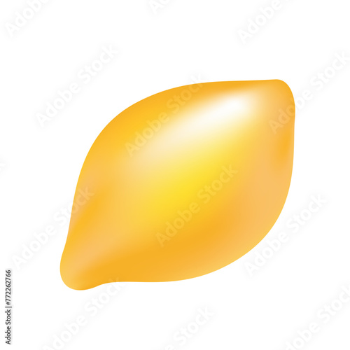 3D yellow glossy jelly candy of lemon shape and sour flavor vector illustration