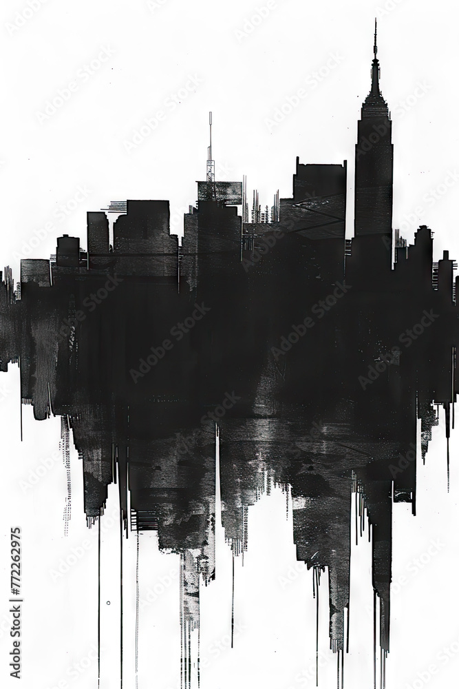 Naklejka premium City Skyline, low contrast black and white