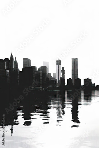 City Skyline  low contrast black and white
