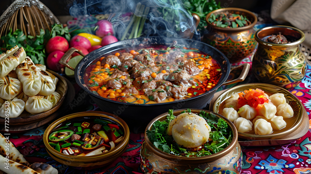 Enchanting Assortment of Traditional Kazakh Delicacies Exuding Culinary Excellence