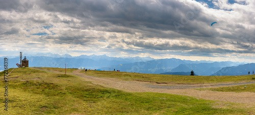 Panorama on the top of Gerlitzen alpe with a communications Station, Carinthia, Austria.