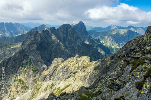 Aerial view of the majestic High Tatra Mountains. Slovakia.