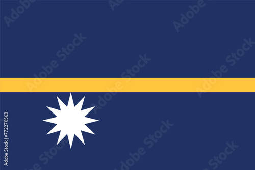 Flag of Nauru. Nauruan blue flag with yellow stripe and star. State symbol of the Republic of Nauru.