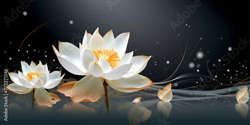 Fantasy flower of whitered fantasy white lotus ,Close up of bright colourful flowers,3D Render photo