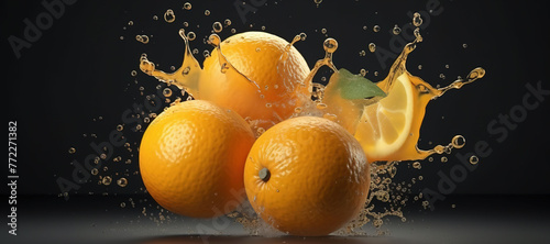 fresh orange fruits with water splash 93