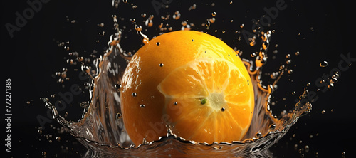 fresh orange fruits with water splash 92