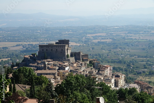 Aerial view of Orsini castle on the top of Soriano nel Cimino village. Soriano nel Cimino, Viterbo, Lazio, Italy photo