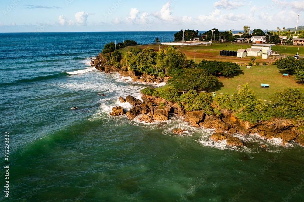 Ariel view of Tobago Fort James shore
