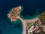 Aerial view of the Sveti Stefan islet in Montenegro.