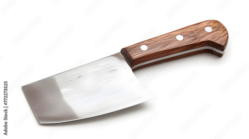 A cleaver knife with wooden handle isolated on a white background A cleaver knife with wooden handle isolated on a white background