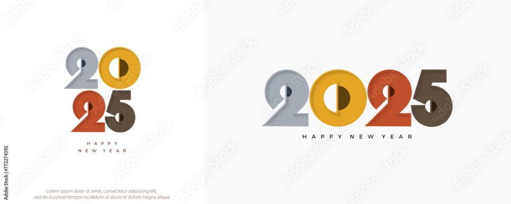 2025 modern design with colorful numbers. Premium vector background, for posters, calendars, greetings and New Year 2025 celebrations.