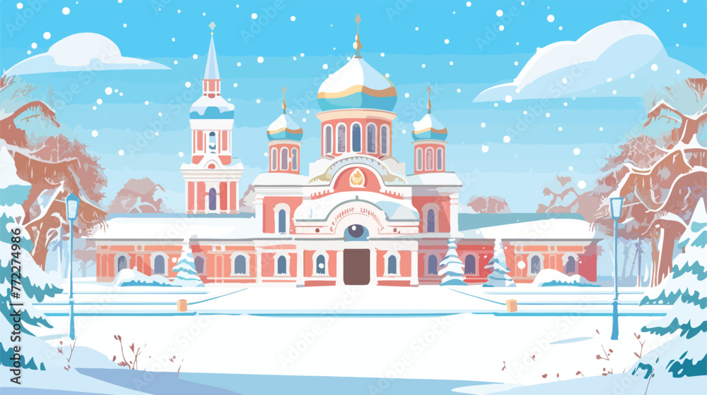 Assumption Cathedral Omsk in a cold winter. Western