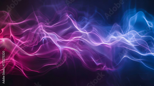 Rhythmic sound waves with pulsating light effects  set in a dark  mysterious space