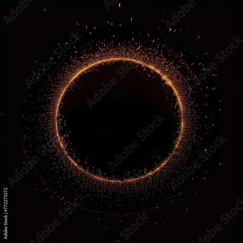 Sound wave energy visualized with a glowing circular particle edge, minimalist dark