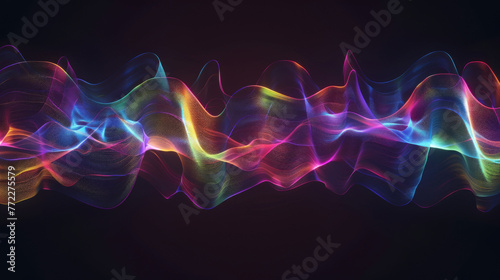 Sound wave oscillations in a spectrum of light on a stark dark background photo