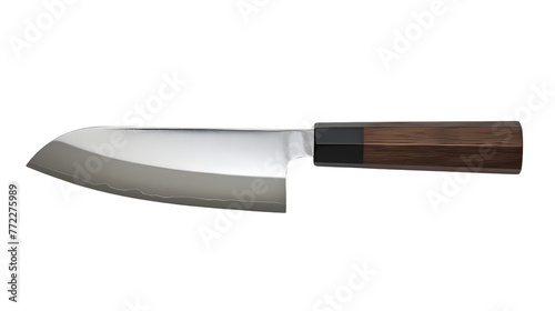 A transparent Japanese Sentoku knife png file with silver blade and wooden handle