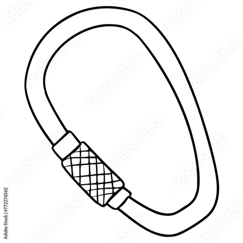 carabiner illustration hand drawn outline vector