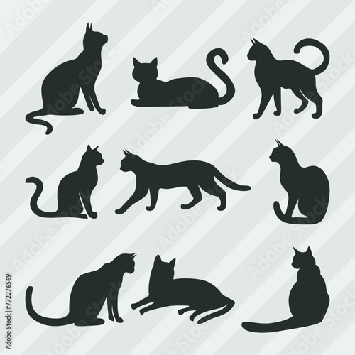 Cat Silhouette Vector Collection  Cat Symbol Set