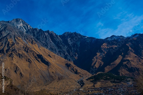 Scenic image of Kazbegi Mountain in the Mtskheta-Mtianeti region of Georgia photo