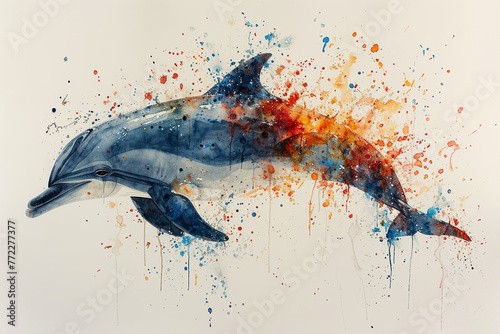 watercolor style of a dolphin