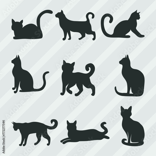 Cat Silhouette Vector Collection  Cat Symbol Set