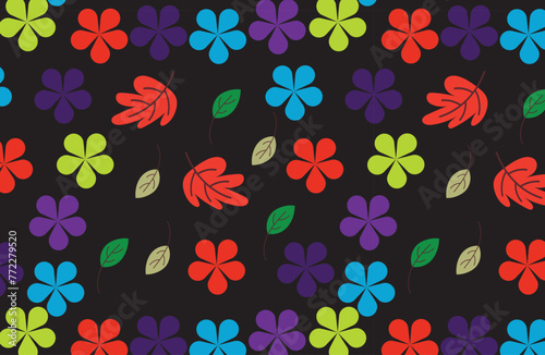Indian Summer Seamless pattern in oriental geometric traditional style. Leaves, rowanberry and mushroom with coloured background blue, light colour. vector Designed by Vishal Singh