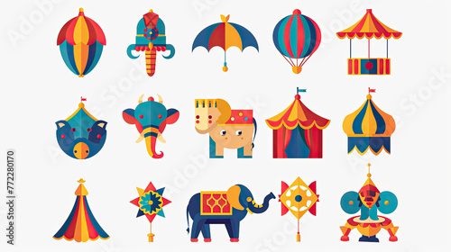 World Circus Day. Holiday concept. set of circus logo icons isolated on white background, banner, card, poster 