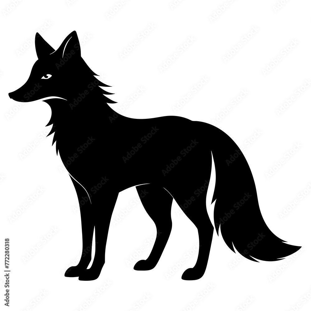 fox silhouette isolated on white