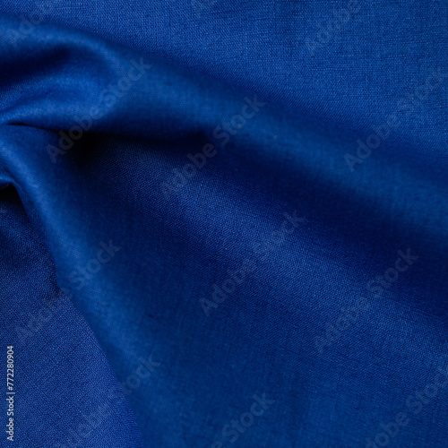 blue fabric cloth texture background. Close up of blue fabric texture