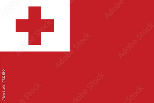 Flag of Tonga. Tongan red flag with a cross. State symbol of the Kingdom of Tonga.