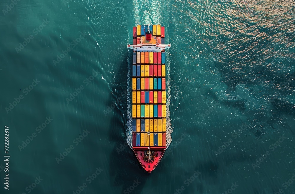 Container Ship Sailing Through Open Waters Container Ship Sailing Through Open Waters
