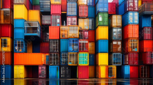 Colorful Stacked Shipping Container Building photo