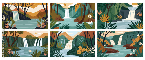 Mystical Oasis. Unveiling the Secrets of a Hidden Paradise. Flat Illustration.
