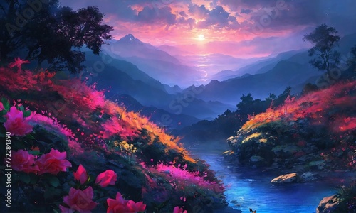 Colorful Nature Landscape Background | AI Generated