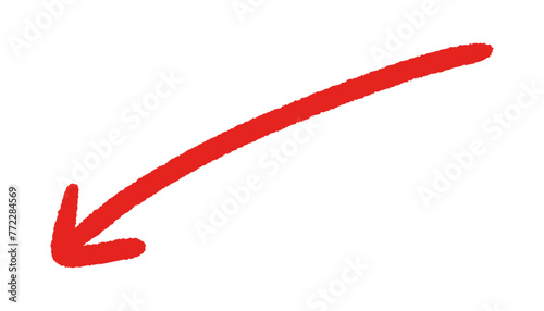 手描きの斜め下向き赤い矢印 - シンプルでおしゃれな装飾のデザイン素材