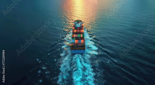 Container Ship Sailing Through Open Waters