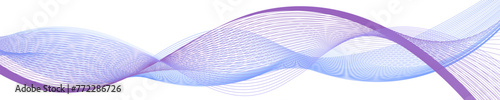 Undulate wave swirl swoosh. Dynamic soundwave, dynamic twisted line. Purple and blue soft nacre lavender color flow, air wind veil. Transparent isolated abstract twirl border. Vector illustration