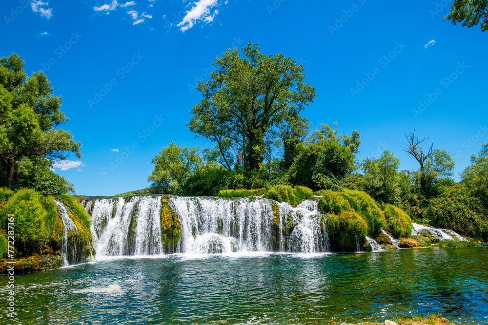 Obraz premium Scenic view of the Kocusa Waterfall in Bosnia and Herzegovina.