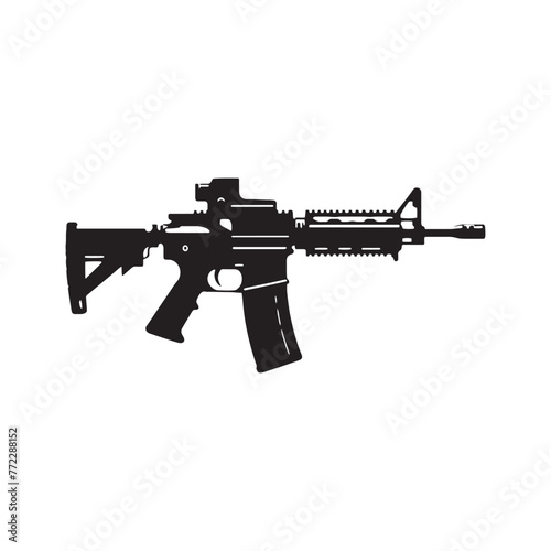 Tactical Precision Displayed: Dynamic Assault Rifles Silhouette Captured in Every Frame - Assault Rifles Illustration - Minimallest Rifles Vector 