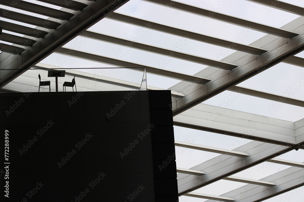 Prime Seats and table for an opera intermission from loge box entrance onto an outdoor area overlooking the front entrance of the opera house. 