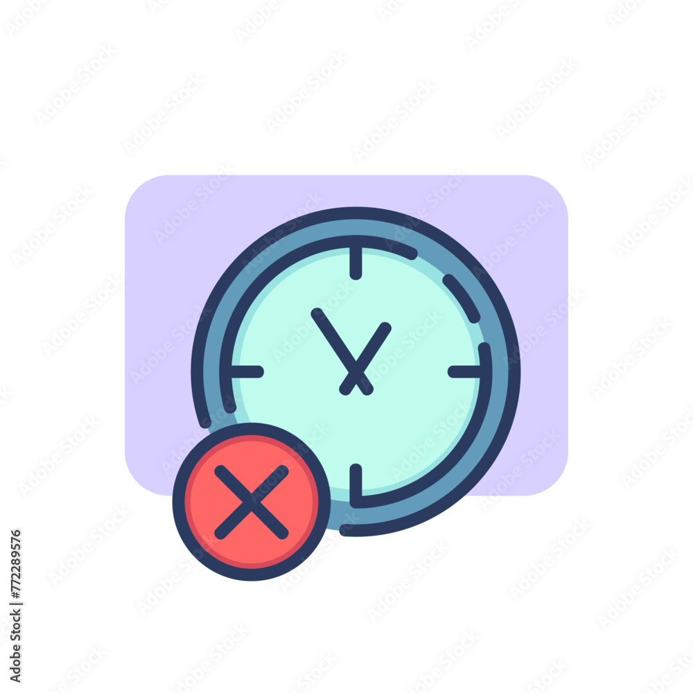 Clock with cross mark thin line icon. Watch, timer, wrong, not allowed symbol. Time management or planning concept. Vector illustration symbol element for web design and apps Clock with cross mark thin line icon. Watch, timer, wrong, not allowed symbol. Time management or planning concept. Vector illustration symbol element for web design and apps