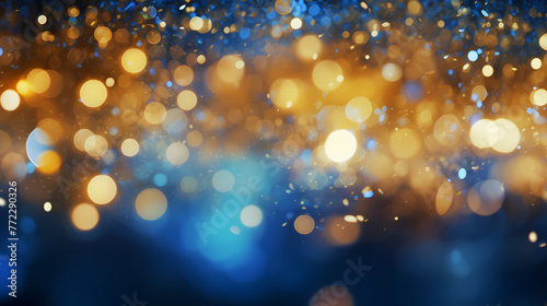 Abstract blurred soft blue beautiful glowing glitter bokeh