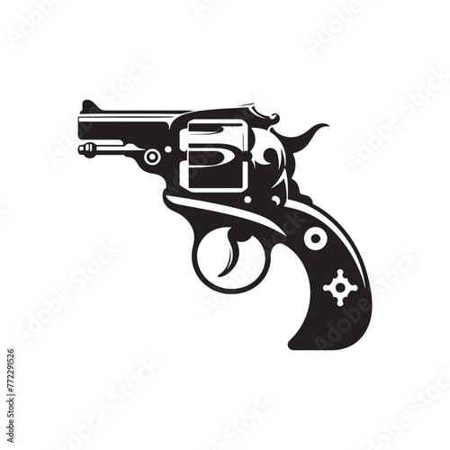 Creative Expression: Intricate Rendering of Derringer Silhouette, Accompanied by Derringer Illustration - Minimallest Derringer Vector
