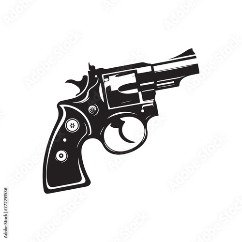Visual Artistry: Captivating Derringer Silhouette, Complemented by Derringer Illustration - Minimallest Derringer Vector
