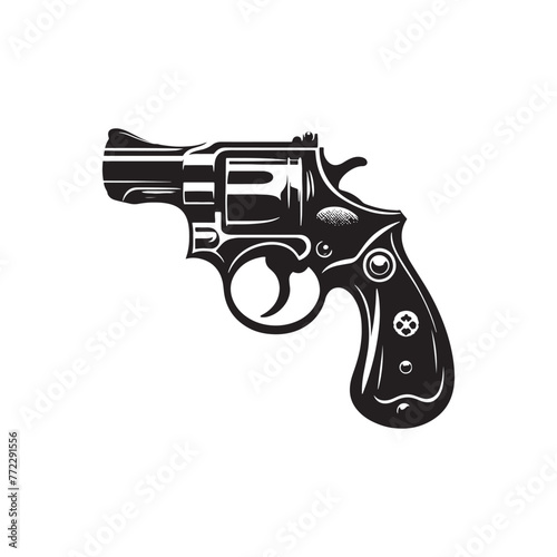 Masterful Design: Exquisite Derringer Silhouette Enhanced with Derringer Illustration - Minimallest Derringer Vector
