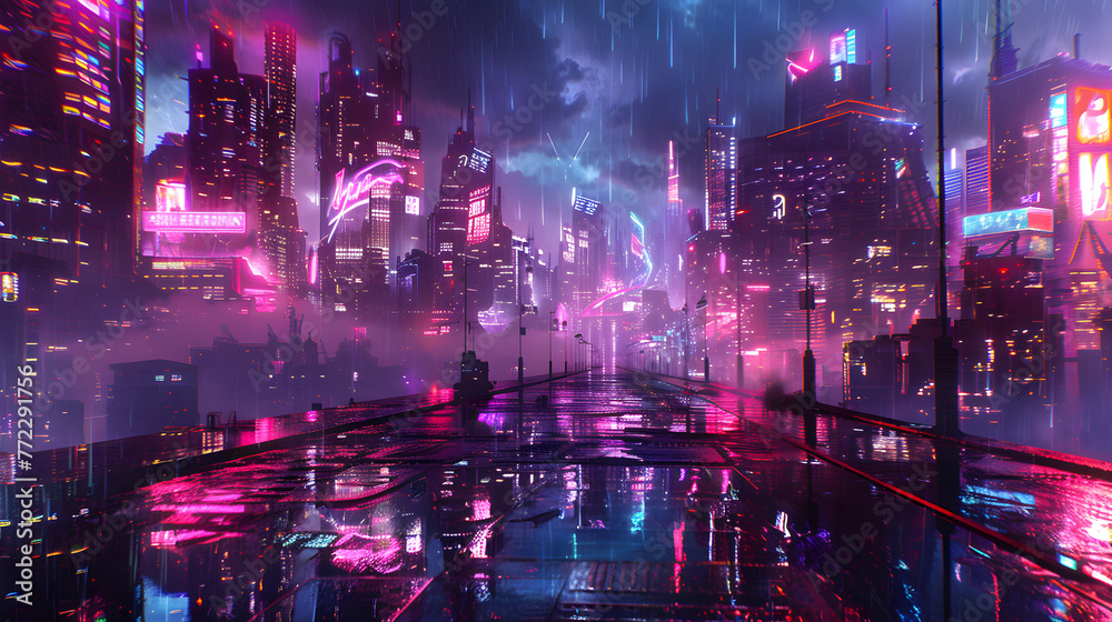 Abstract cybernetic city background