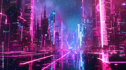 Abstract cybernetic city background