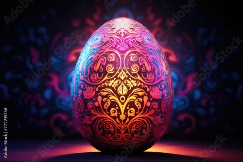 A neon-lit Easter egg  an electrifying and festive background for Easter-themed designs